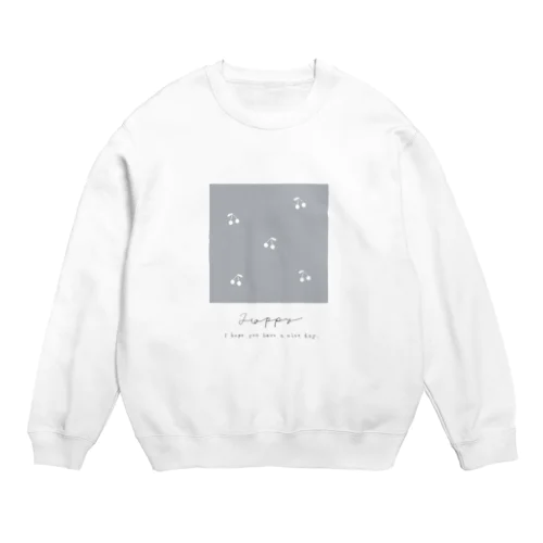 さくらんぼ柄 グレーブルー Crew Neck Sweatshirt