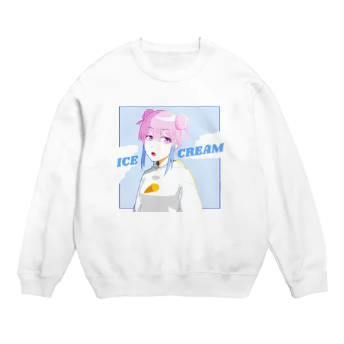 あいすくりーむ🍨女の子 Crew Neck Sweatshirt