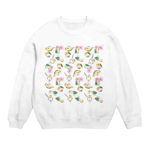 たっぷりシロハラインコちゃん【まめるりはことり】 Crew Neck Sweatshirt