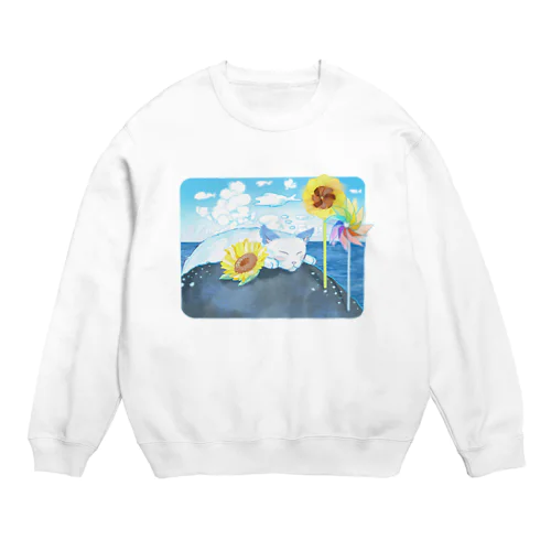 夢見る海の猫ちゃん Crew Neck Sweatshirt