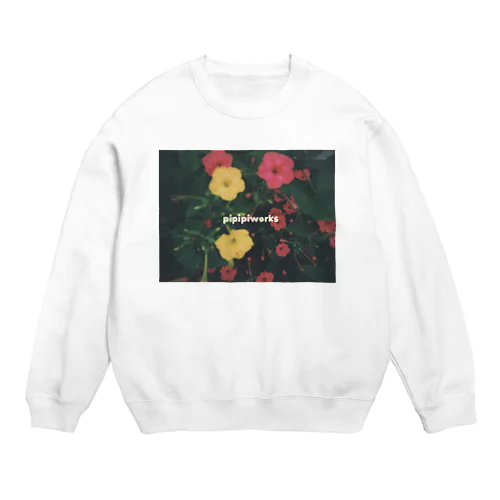 赤と黄色のお花のスウェット Crew Neck Sweatshirt