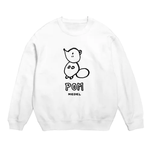 しあわせの白い狸のポン(手描きver.) Crew Neck Sweatshirt