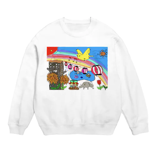 うずらとインコの夏休み Crew Neck Sweatshirt