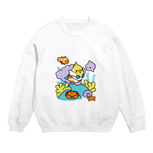 Chubby Bird サンゴ礁を守ろう！　オカメインコと海のお友達 Crew Neck Sweatshirt