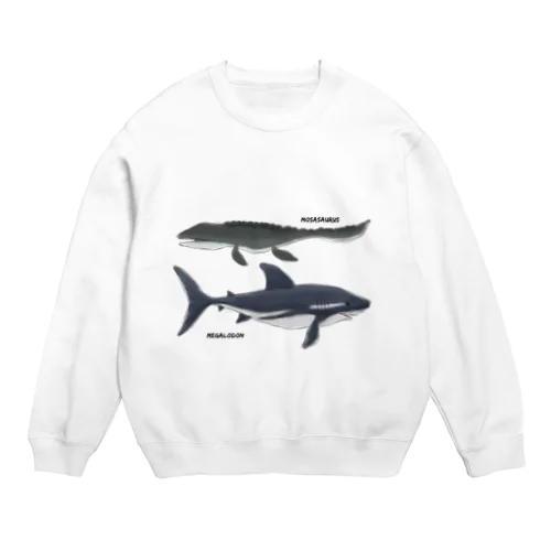 モササウルスとメガロドン Crew Neck Sweatshirt