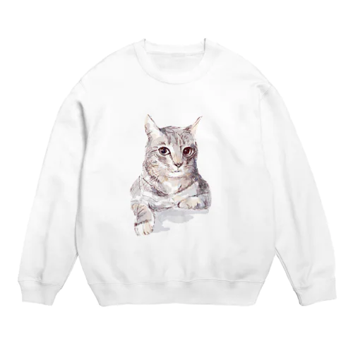 そんなにみつめないで！ドキドキしちゃうから♪かわいい猫のイラスト Crew Neck Sweatshirt