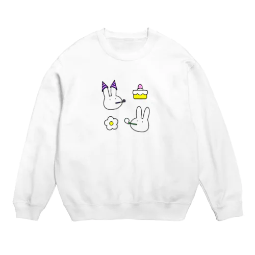 パーティーうさぎ Crew Neck Sweatshirt