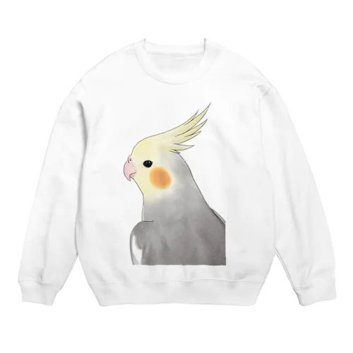 見つめるオカメインコちゃん【まめるりはことり】 Crew Neck Sweatshirt