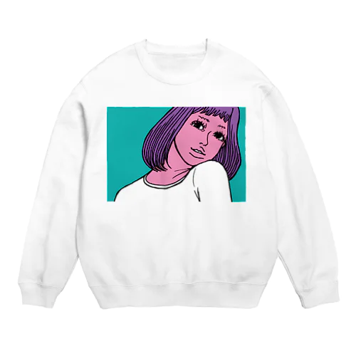 見つめる女の子ちゃん Crew Neck Sweatshirt