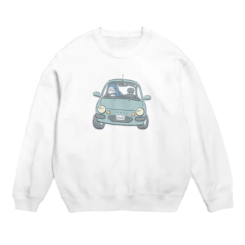 ハンドルをにぎるサメ Crew Neck Sweatshirt