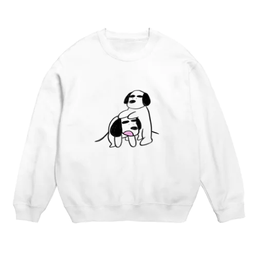 弱肉強食まゆげいぬ Crew Neck Sweatshirt