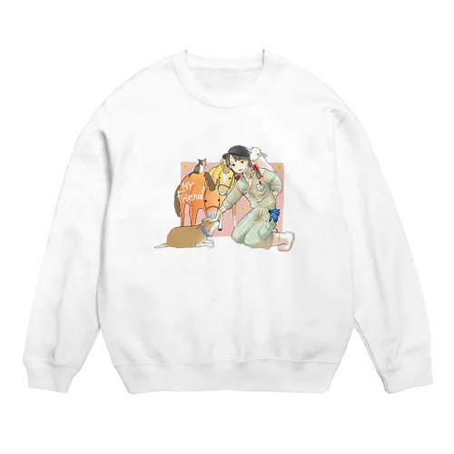 集まれ！ヤギ馬犬猫 Crew Neck Sweatshirt