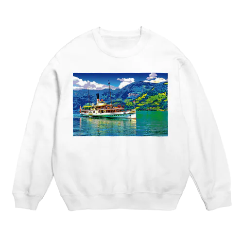 スイス ルツェルン湖の汽船 Crew Neck Sweatshirt