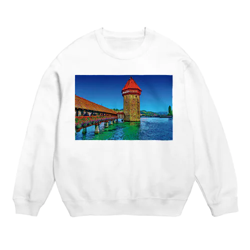 スイス カペル橋 Crew Neck Sweatshirt