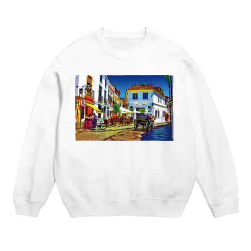 スペイン コルドバの街角 Crew Neck Sweatshirt