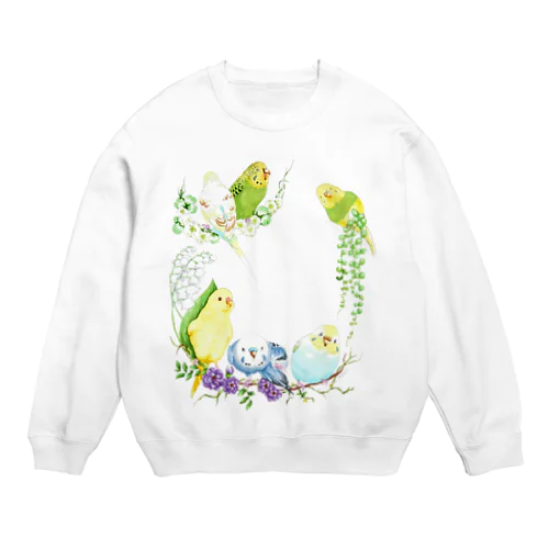 もりもりセキセイインコ Crew Neck Sweatshirt