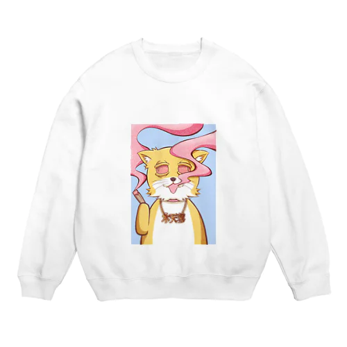 マタタビ猫・モクちゃん Crew Neck Sweatshirt