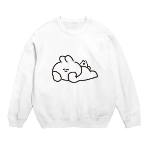 寝そべりうさちゃんハムちゃん Crew Neck Sweatshirt