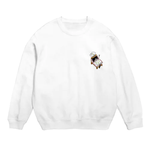  ベッドで寝る猫(ハチワレ女の子) Crew Neck Sweatshirt
