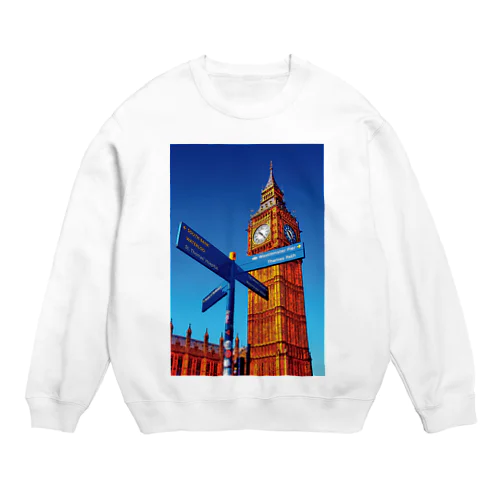 イギリス ビッグ・ベンと案内板 Crew Neck Sweatshirt