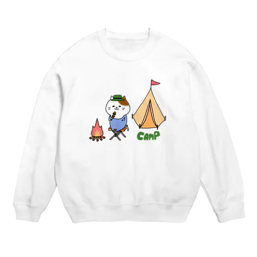 キャンプねこさん(帽子あり) Crew Neck Sweatshirt