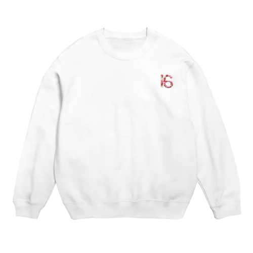 フラワー数字シリーズ「16」 Crew Neck Sweatshirt