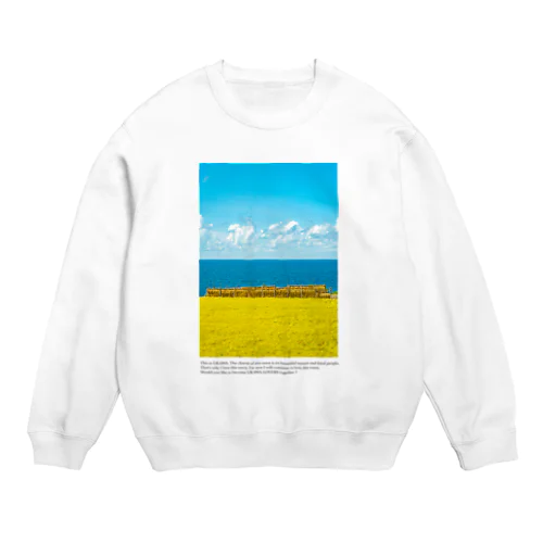 青い海と黄金の棚田 Crew Neck Sweatshirt