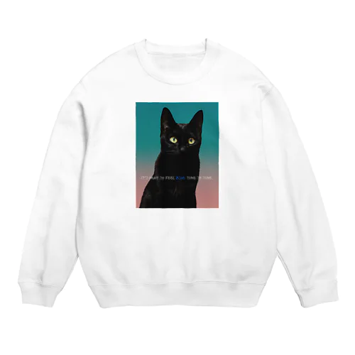 夕空の黒猫 Crew Neck Sweatshirt