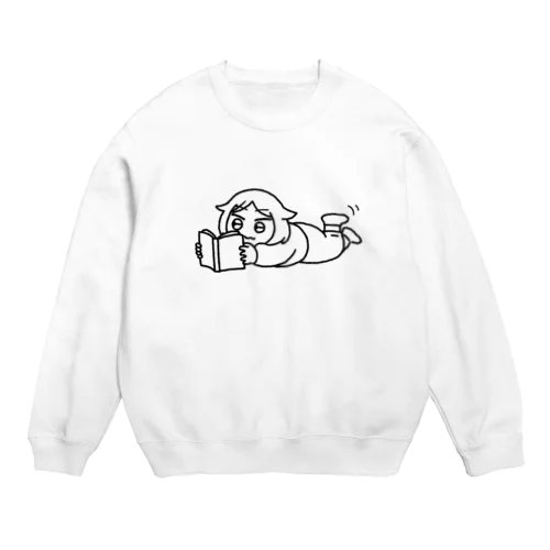 妹（読書／モノクロ） Crew Neck Sweatshirt