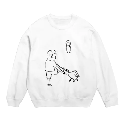 とりあえずにわとりを履いてみたんだ Crew Neck Sweatshirt