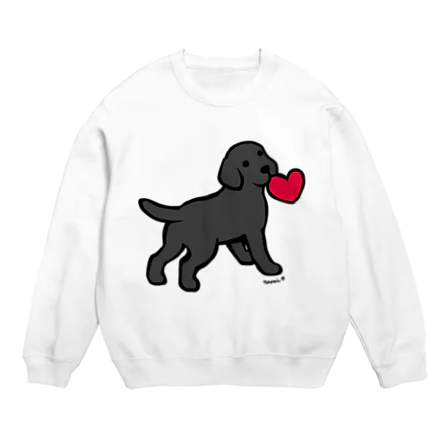 黒ラブパピーと赤いハート Crew Neck Sweatshirt