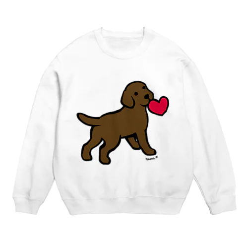 チョコラブパピーと赤いハート Crew Neck Sweatshirt