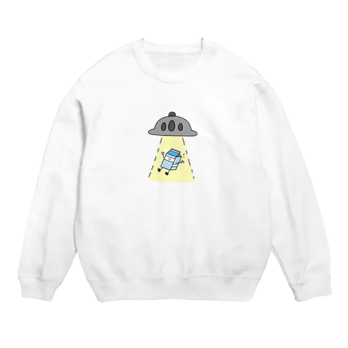 UFOに攫われる牛乳 Crew Neck Sweatshirt