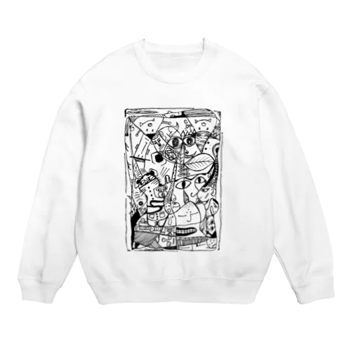 いろんな所にいろんな顔 Crew Neck Sweatshirt