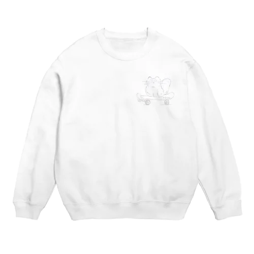 MEOW！スケートボードキャット Crew Neck Sweatshirt