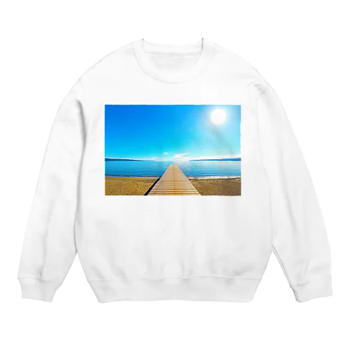 佐渡島・佐和田海岸の桟橋 Crew Neck Sweatshirt