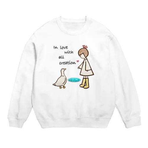 女の子とガチョウちゃん Crew Neck Sweatshirt