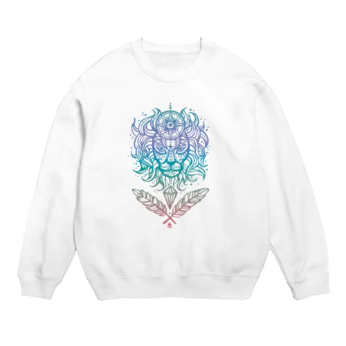 宇宙ライオン（カラフル） Crew Neck Sweatshirt