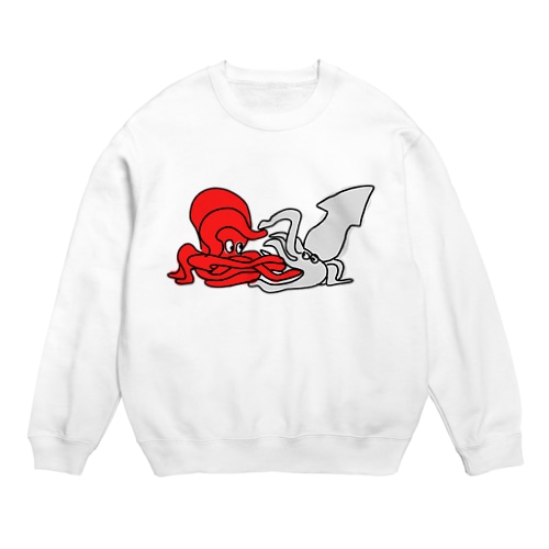 タコvsイカ Crew Neck Sweatshirt