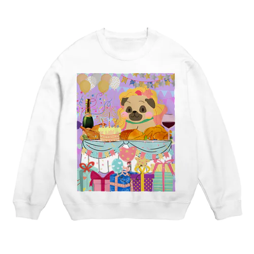 Dog in a wig at a feast! Crew Neck Sweatshirt