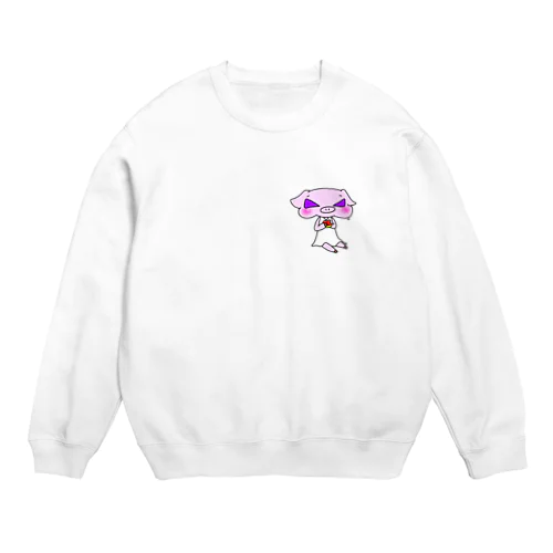 やすらぎブタ Crew Neck Sweatshirt