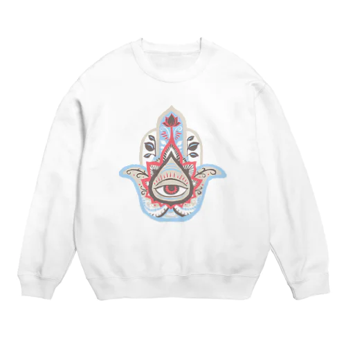 誕生石色✋ハムサの手（4月・ダイヤモンド） Crew Neck Sweatshirt