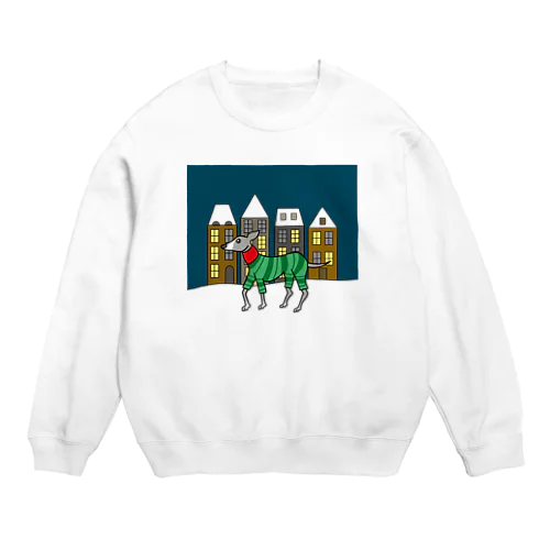 クリスマスの街とイタグレ Crew Neck Sweatshirt