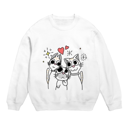 仲良し猫🐱 Crew Neck Sweatshirt