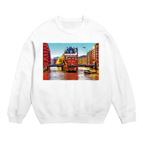 ドイツ ハンブルクの倉庫街 Crew Neck Sweatshirt