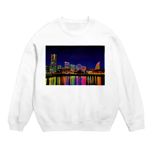 横浜 みなとみらいの夜景 Crew Neck Sweatshirt