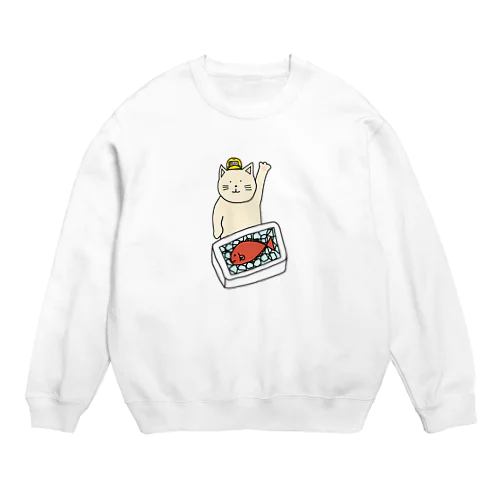 魚市場ねこ Crew Neck Sweatshirt