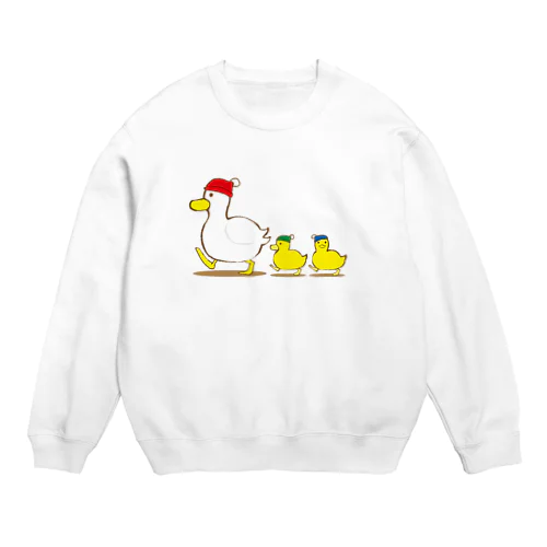 アヒルの親子の冬支度 Crew Neck Sweatshirt