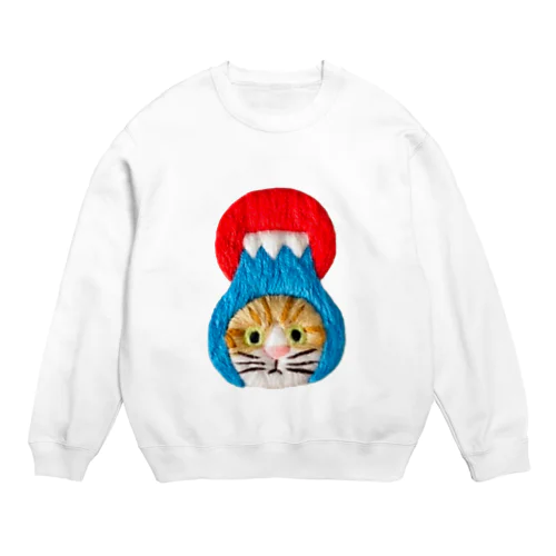 かぶる猫[富士山(初日の出)ver.](茶白猫) Crew Neck Sweatshirt