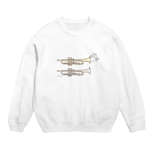 トランペットとうさぎ Crew Neck Sweatshirt